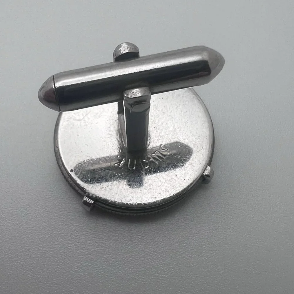 GREECE Coin Cuff Links Repurposed Vintage Greek‎ 50 Lepta Silver Tone Coins